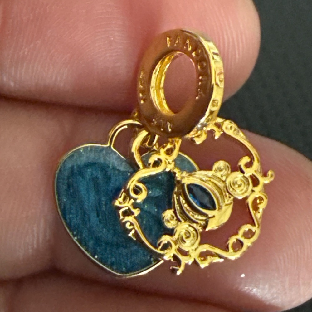 ADEAM Gold and Blue Heart Charm Bracelet